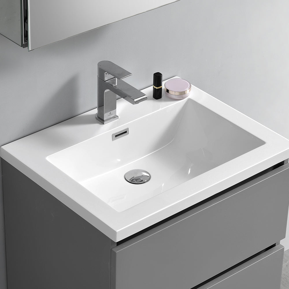 Fresca Lazzaro 24 Gray Free Standing Modern Bathroom Cabinet W/ Integrated Sink
