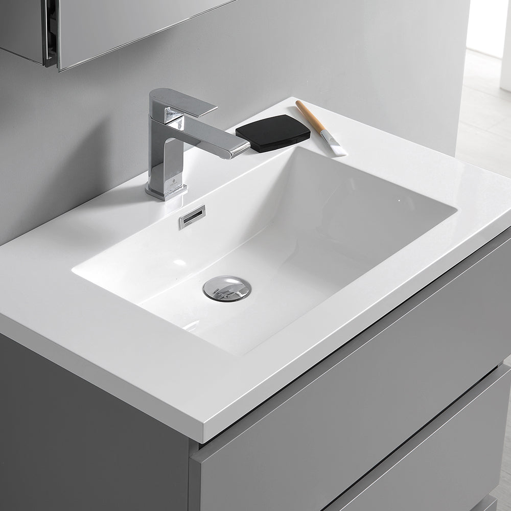 Fresca Lazzaro 30 Gray Free Standing Modern Bathroom Cabinet W/ Integrated Sink