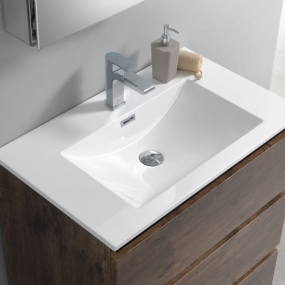 Fresca Lazzaro 30 Rosewood Free Standing Modern Bathroom Cabinet W/ Integrated Sink
