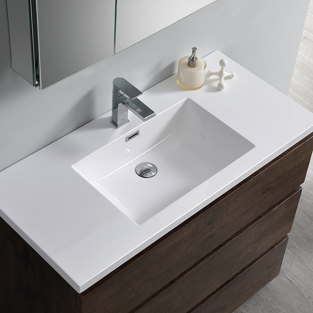 Fresca Lazzaro 42 Rosewood Free Standing Modern Bathroom Cabinet W/ Integrated Sink