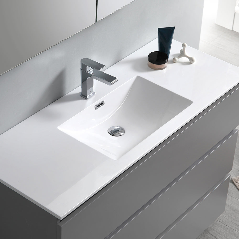 Fresca Lazzaro 48 Gray Free Standing Modern Bathroom Cabinet W/ Integrated Sink