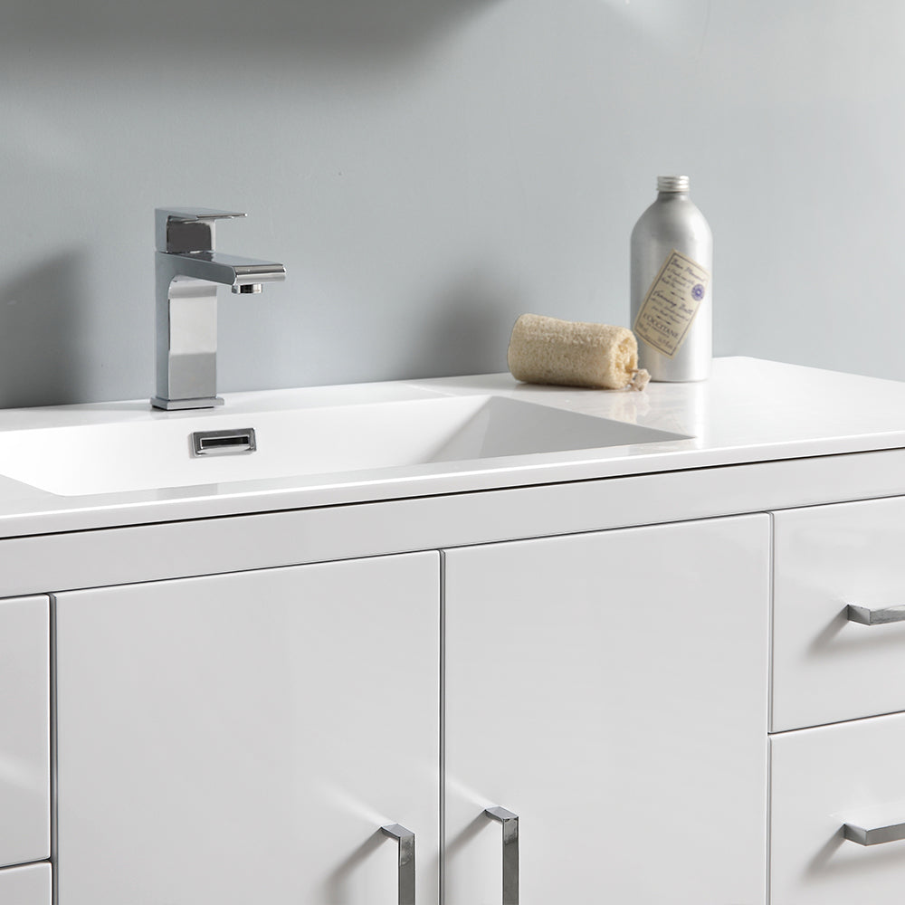 Fresca Imperia 48 Glossy White Free Standing Modern Bathroom Cabinet W/ Integrated Sink
