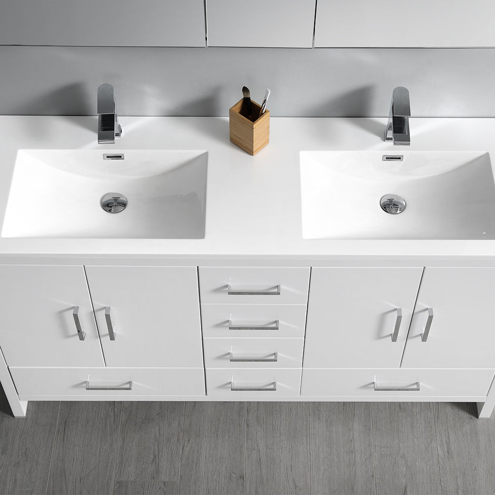 Fresca Imperia 60 Glossy White Free Standing Modern Bathroom Cabinet W/ Integrated Double Sink