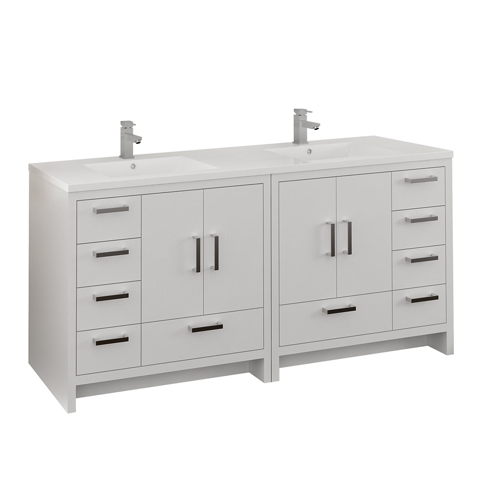 Fresca Imperia 72 Glossy White Free Standing Double Sink Modern Bathroom Cabinet W/ Integrated Sink