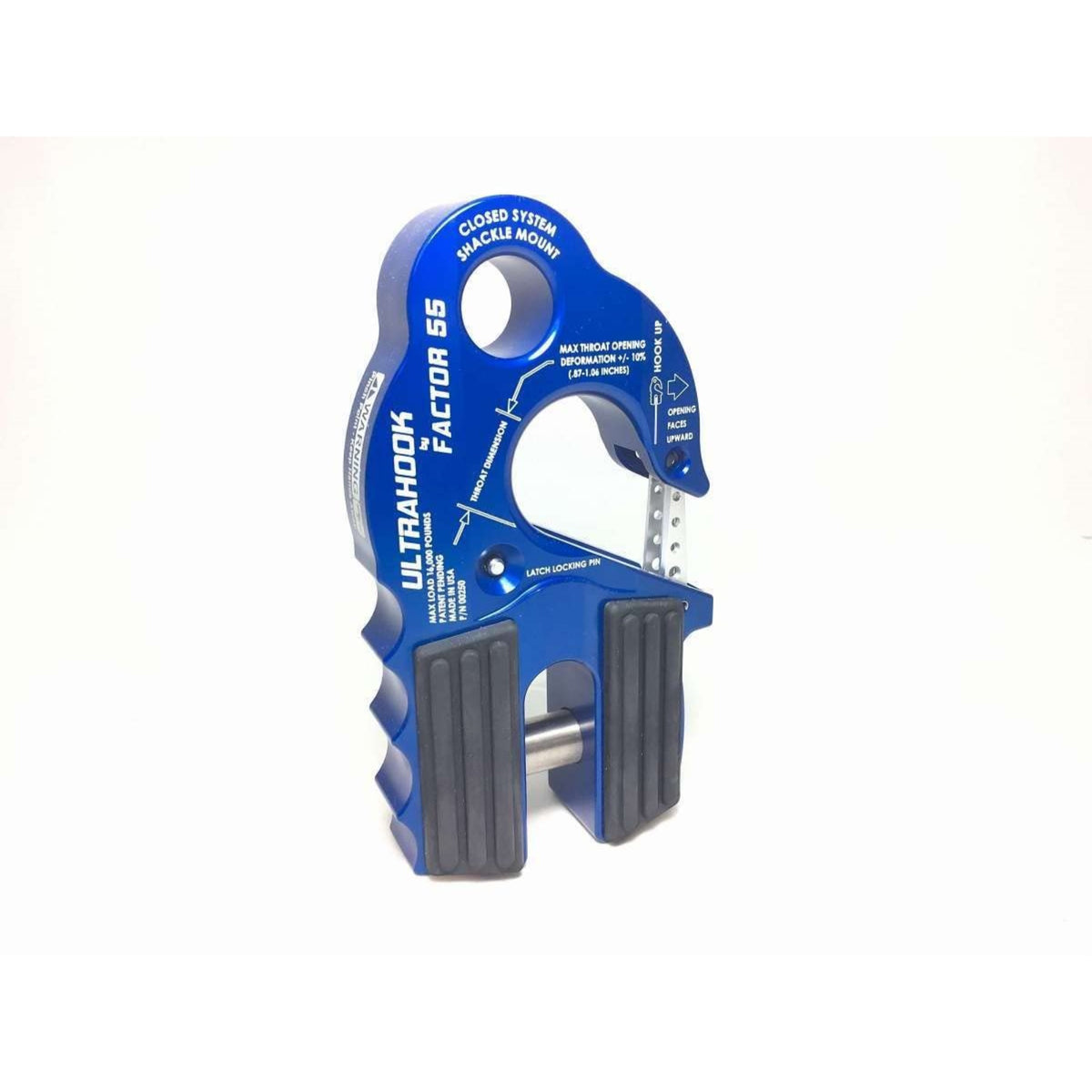 Factor 55 Ultrahook Closed System Shackle Pin Mount, Designed For Steel Cables And Synthetic Ropes - Blue