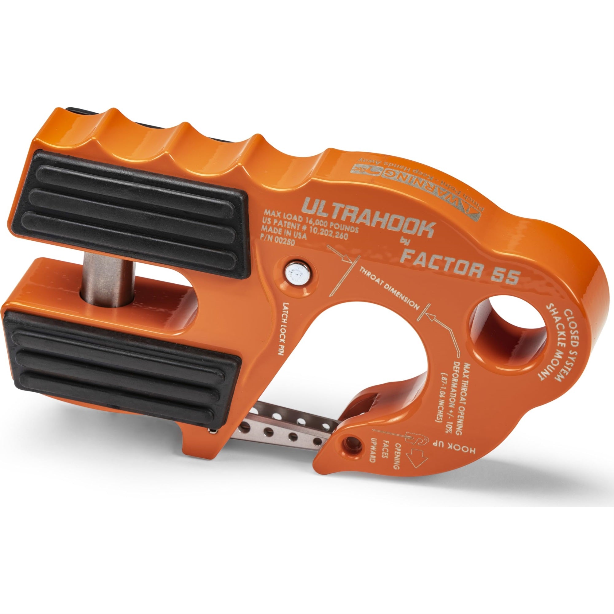 Factor 55 Ultrahook Closed System Shackle Pin Mount, Designed For Steel Cables And Synthetic Ropes - Orange
