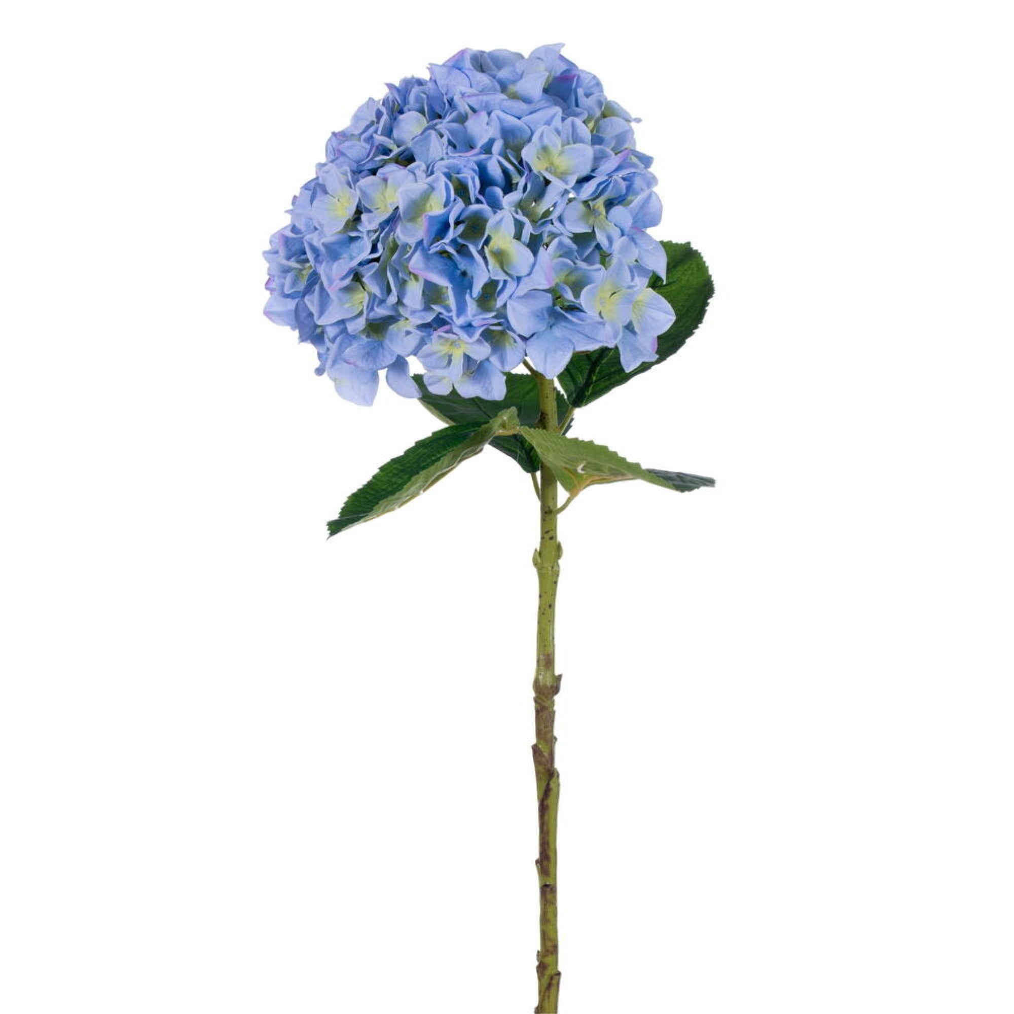 Vickerman 30” Blue/Green Large Artificial Hydrangea with leaves on Stem.