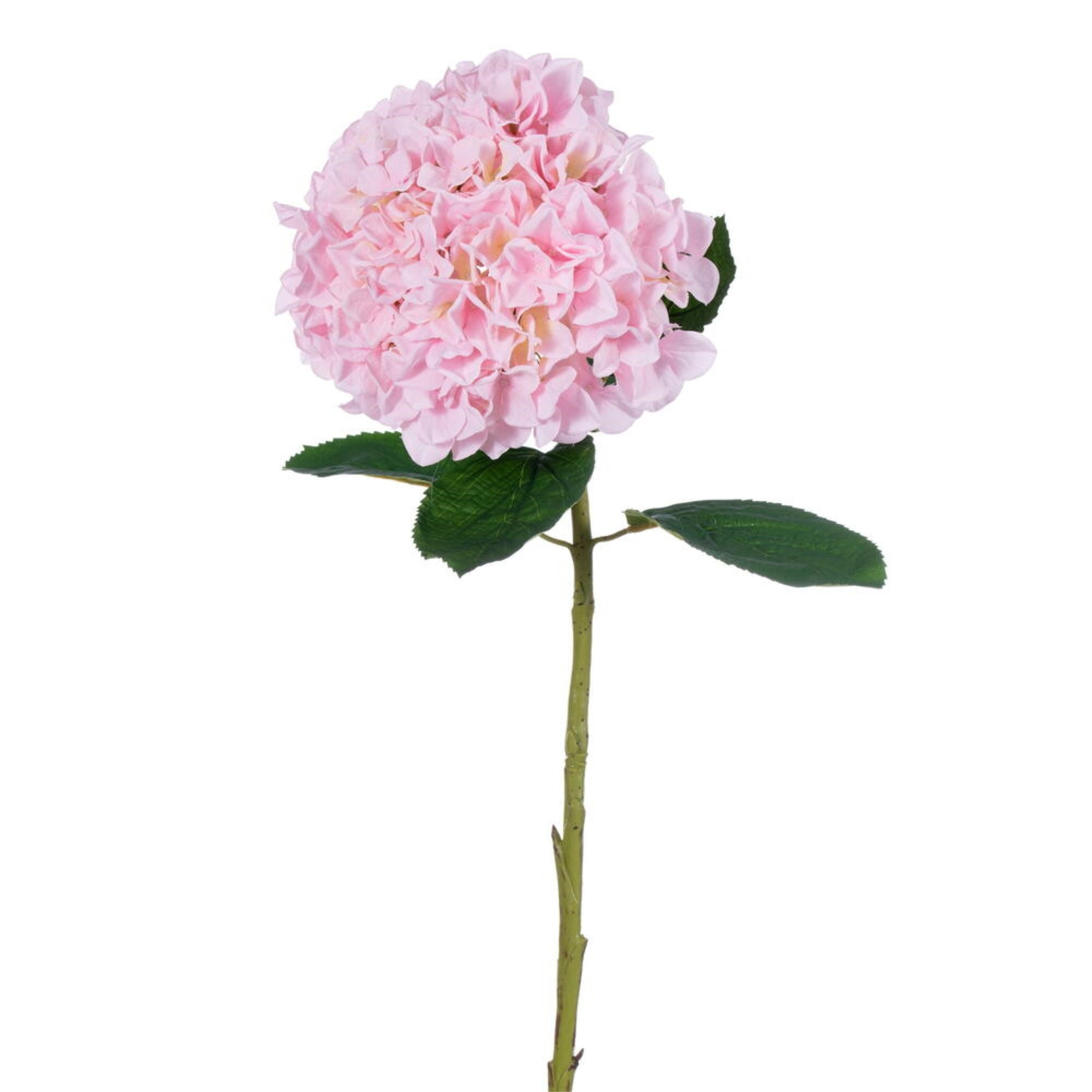 Vickerman 30” Baby Pink Large Artificial Hydrangea with leaves on Stem.
