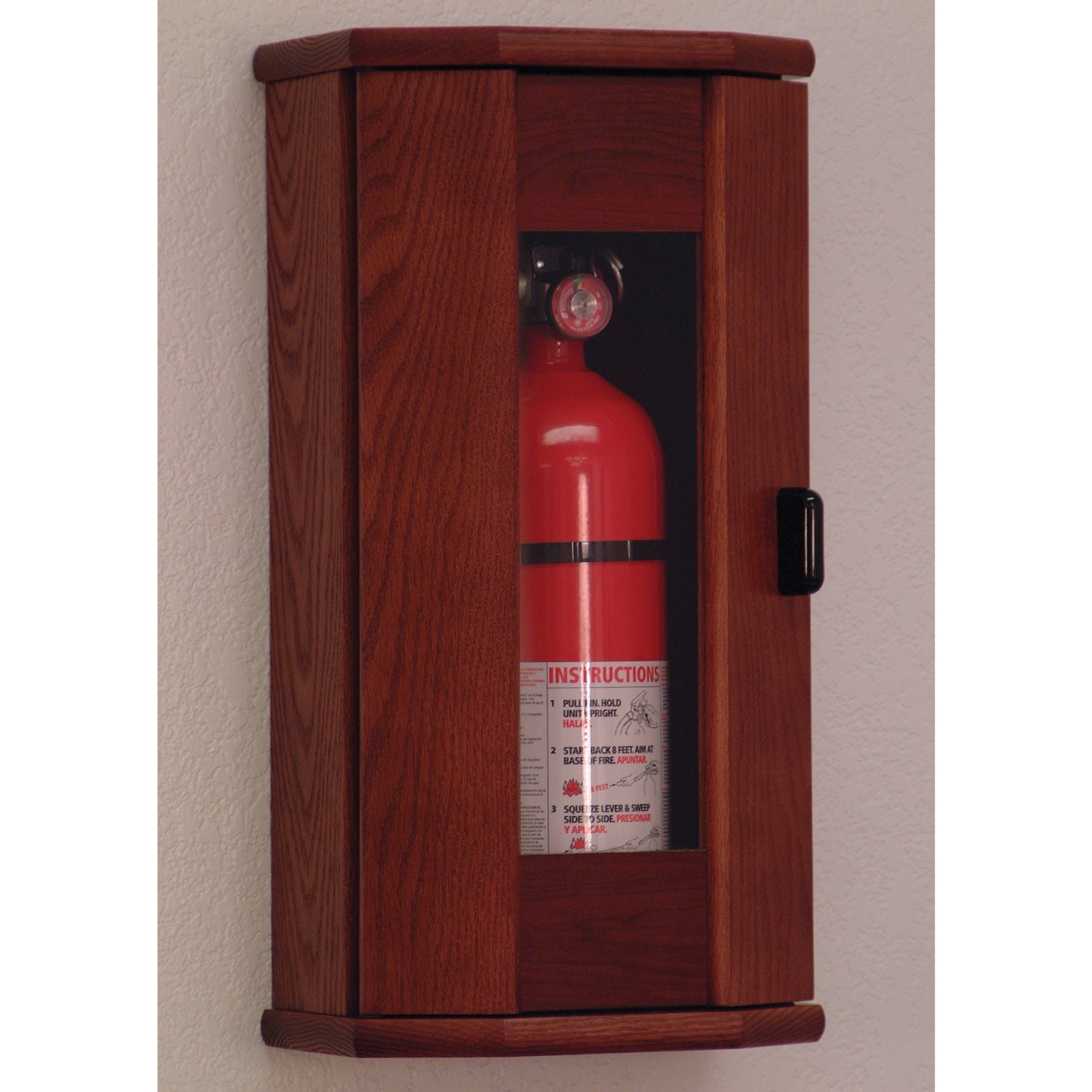 Wooden Mallet Fire Extinguisher Cabinet, 10 Lb. Capacity, Mahogany