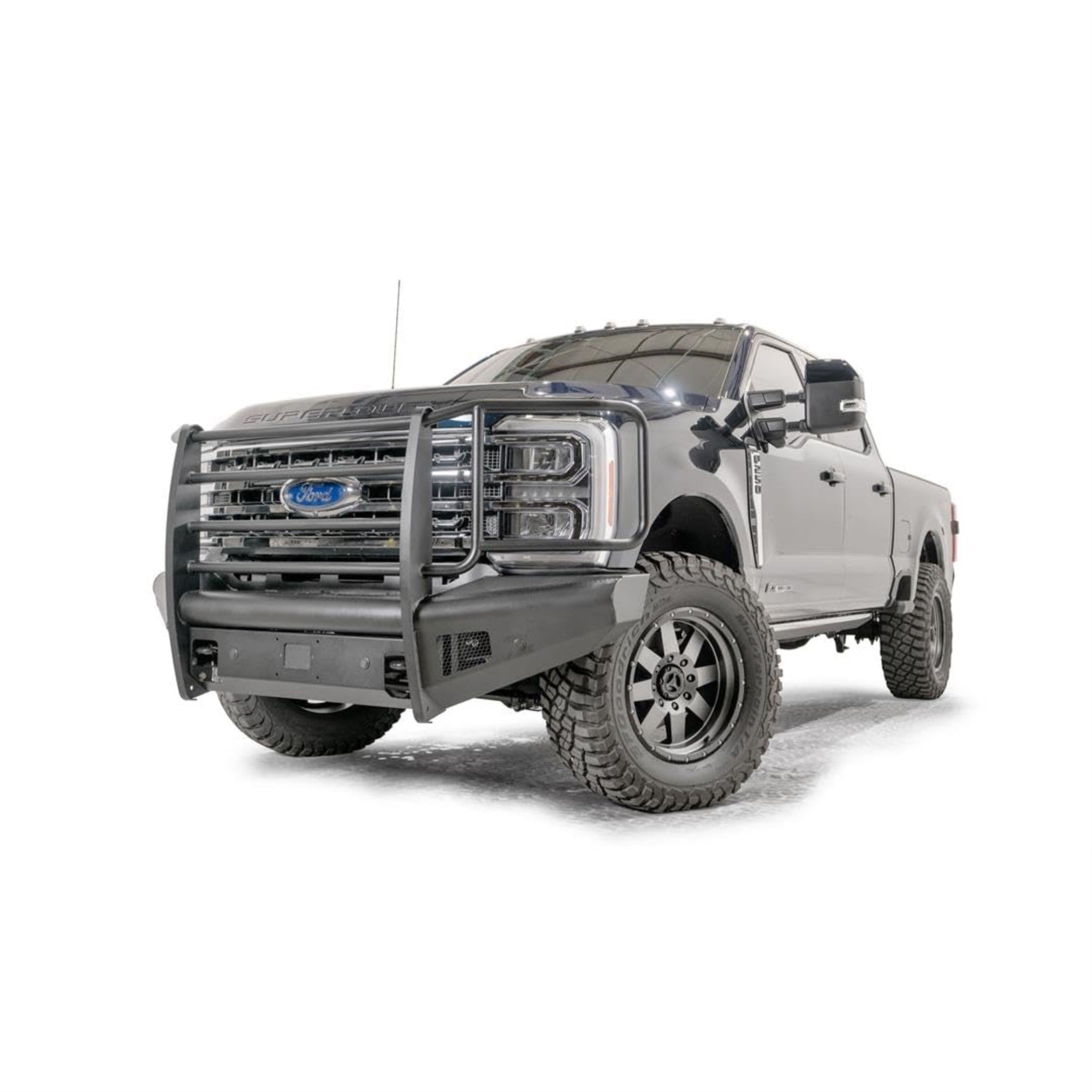 Fab Fours Fs23-Q5960-1 Elite Front Bumper Fits 2023 Ford F-350 Super Duty - Black Steel - W/Full Grill Guard - Sensor Compatible - Black Matte