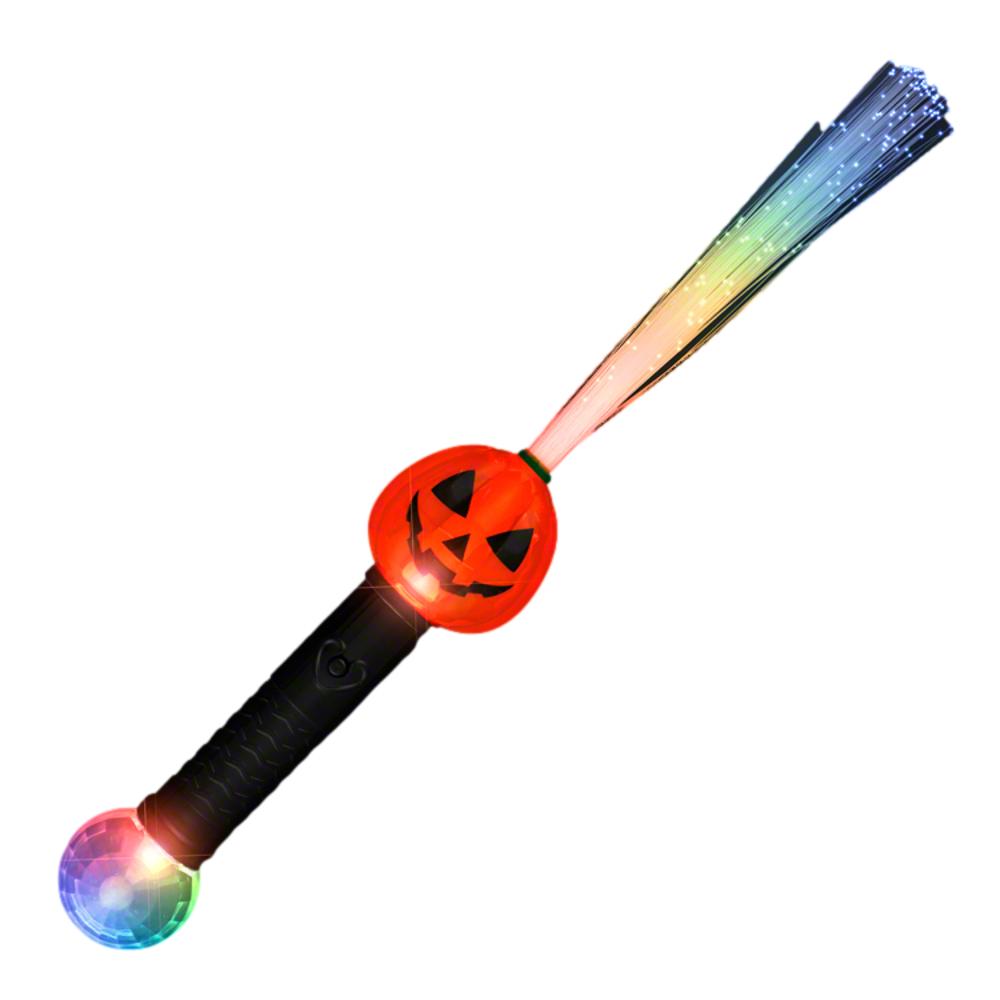 Flashing Fiber Optic Pumpkin Wand with Prism Ball
