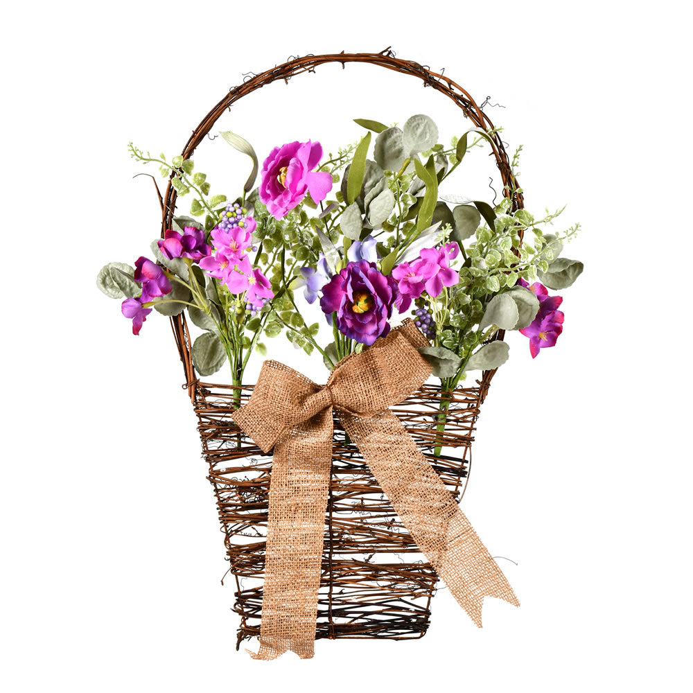 Vickerman 20” Mixed Purple Flower Basket - FG180101