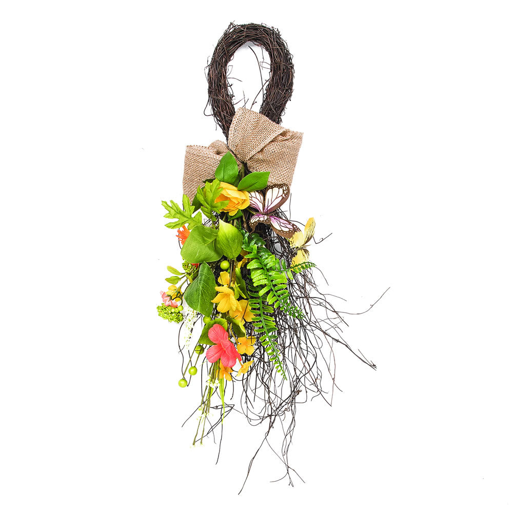 Vickerman 28” Yellow Mixed Floral Teardrop - FG180601