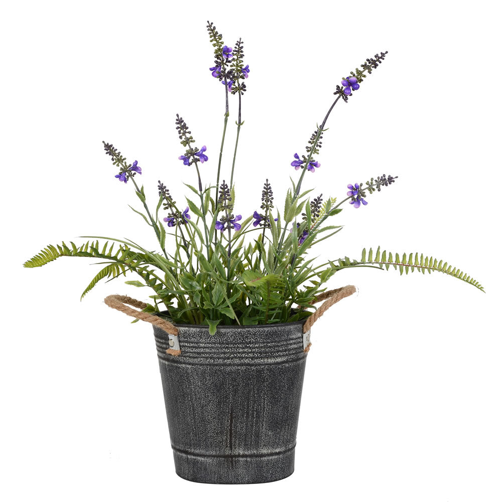 Vickerman 18” Lavender Flower Fern in Iron Pot - FJ180101
