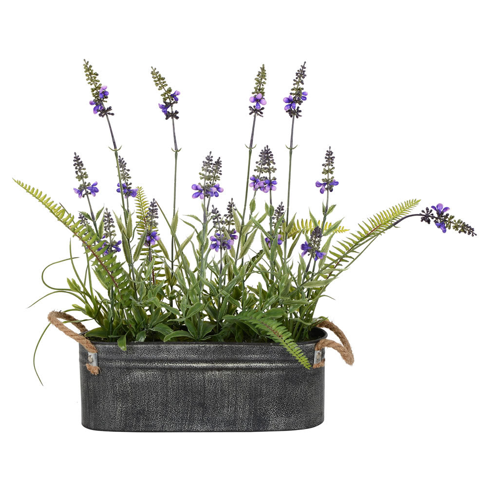 Vickerman 16” Lavender Flower Fern in Iron Pot - FJ180201