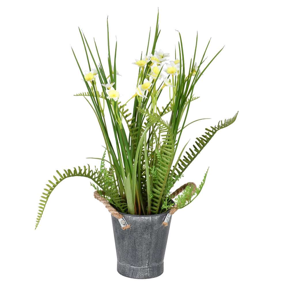 Vickerman 16.5” Daffodil In Galvanized Pot - FJ190216