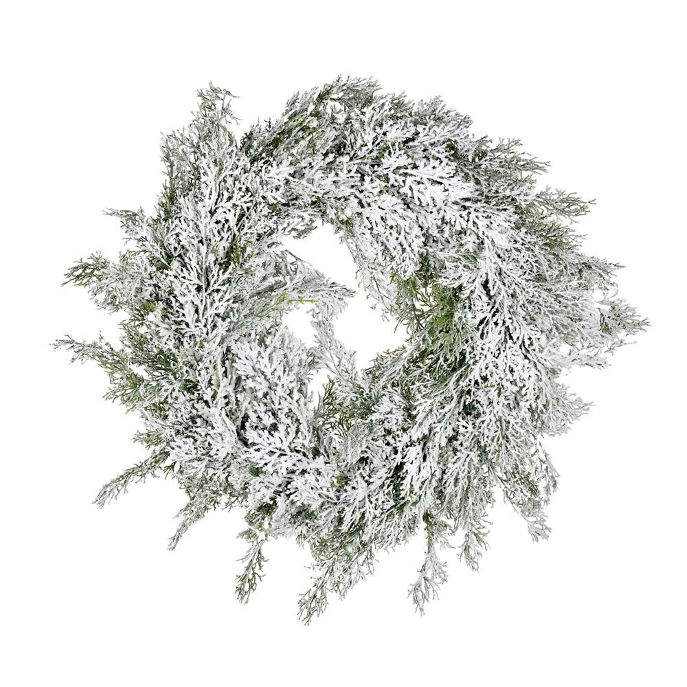 Vickerman 24” Snowy Cedar Wreath - FJ192024