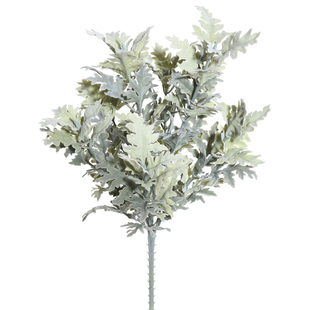 Vickerman 16” Green Flocked Dusty Miller Bush 2/pk - FK170501-2