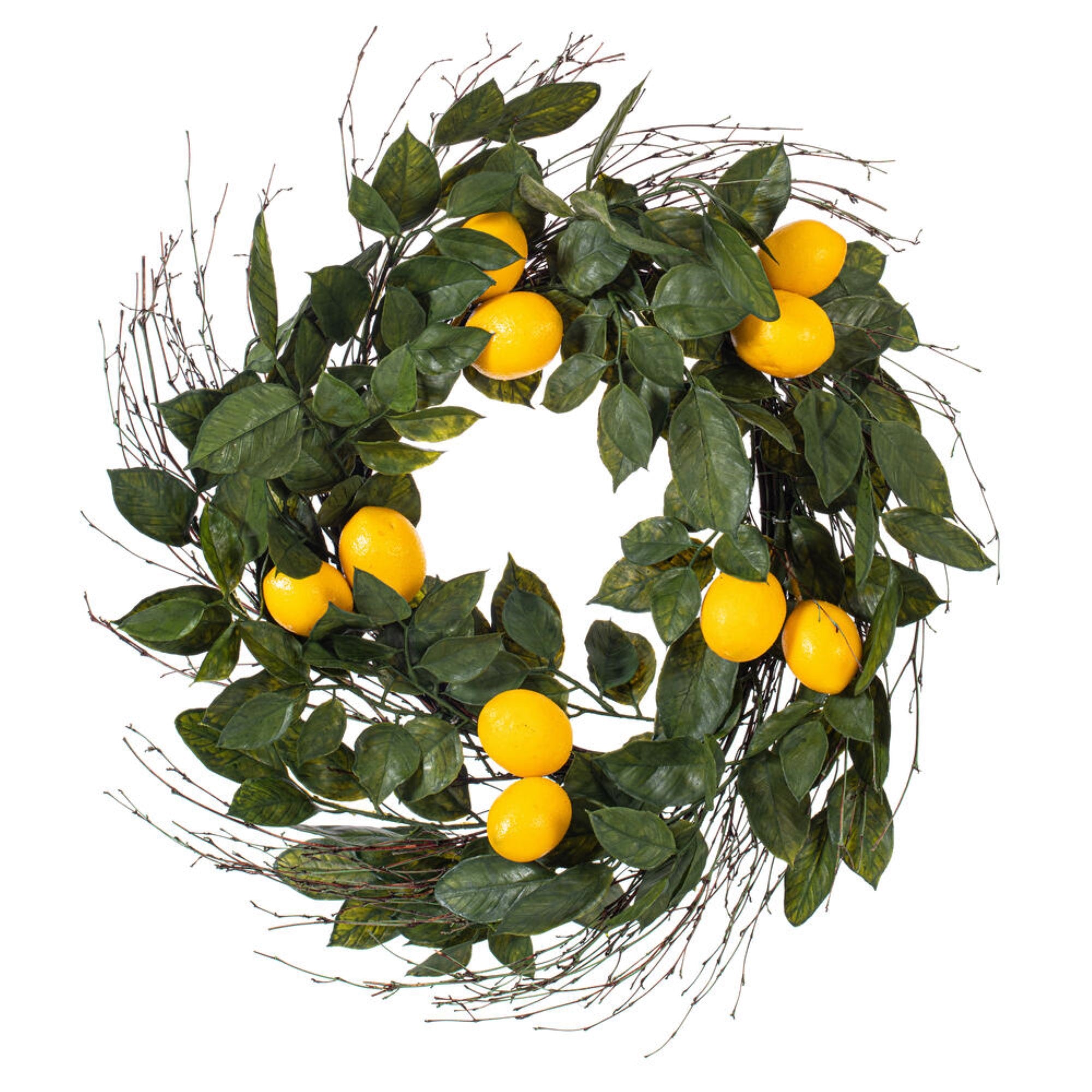 Vickerman 24″ Artificial Green and Yellow Salal Leaf Lemon Wreath.