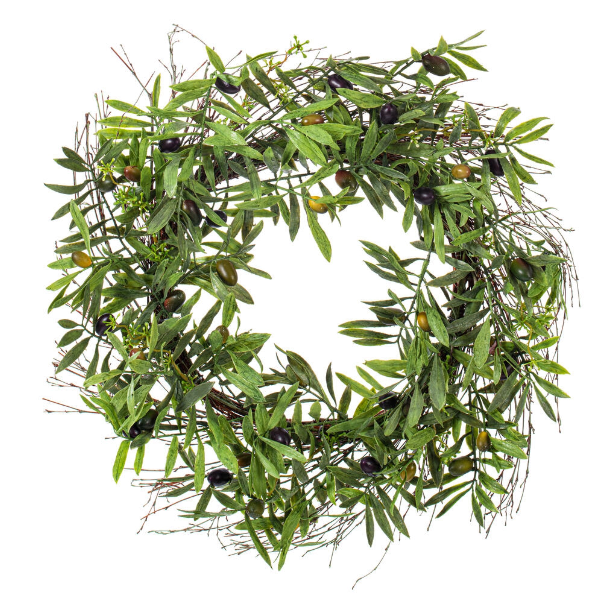 Vickerman 24″ Artificial Green Olive Leaf Wreath.
