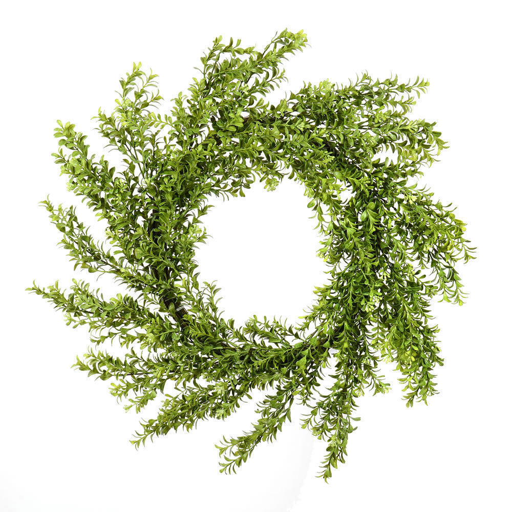 Vickerman 30” Green Boxwood Modern Wreath - FK181530