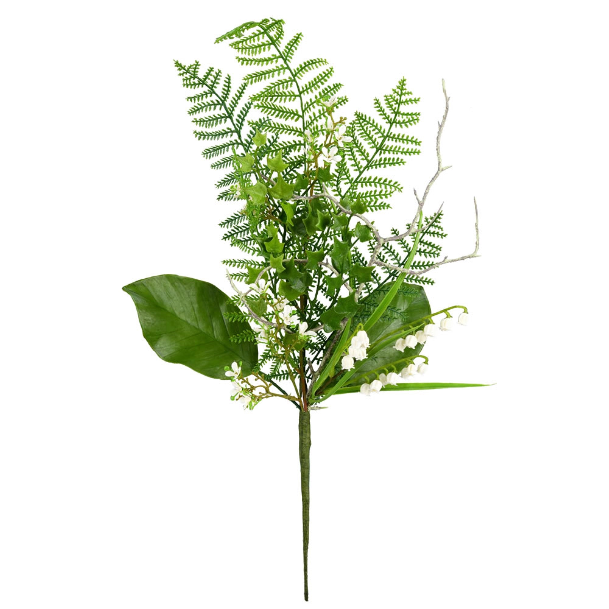 21” White Mini Flower Green Spray 4/Pk