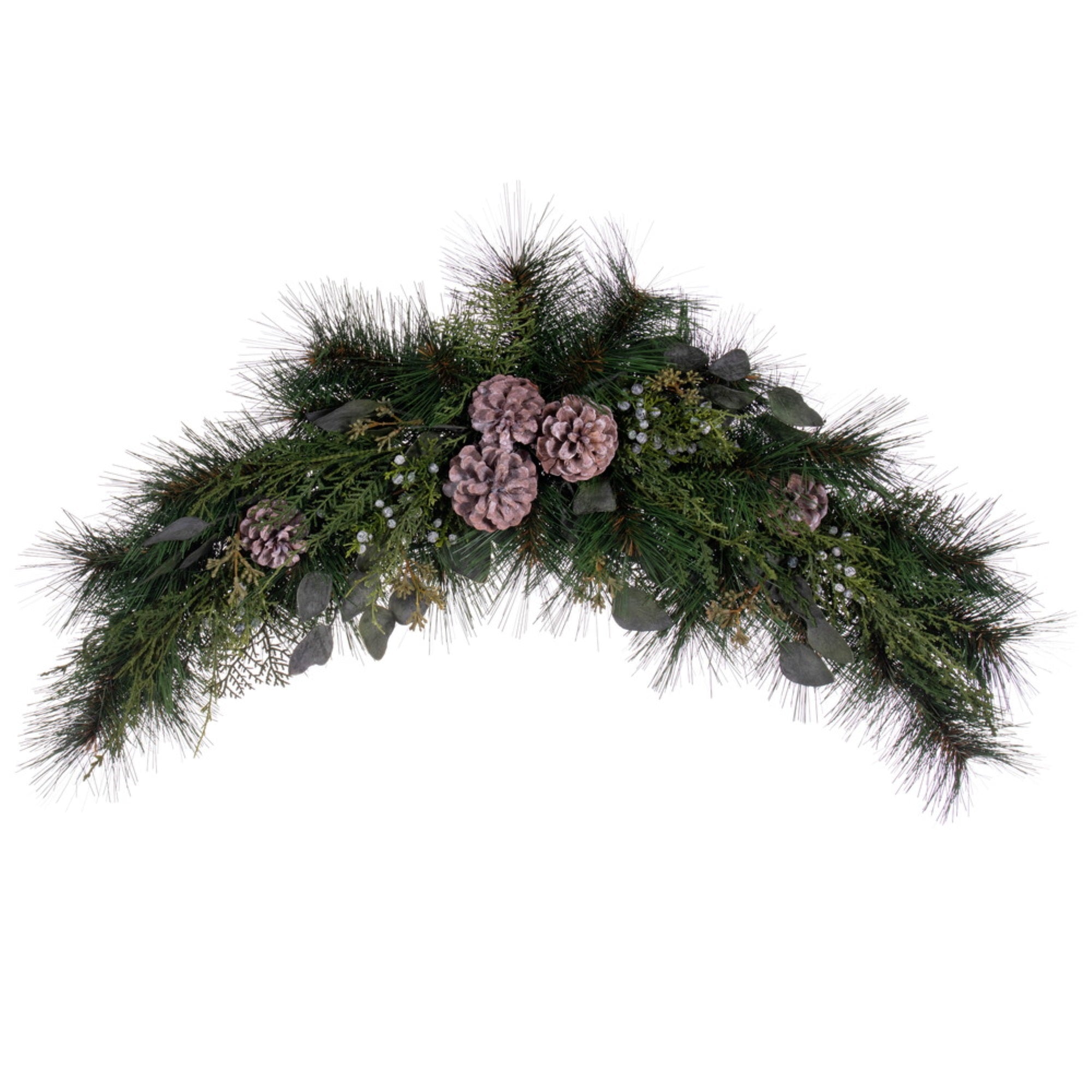 32” Mixed Foliage w/Pinecone Swag
