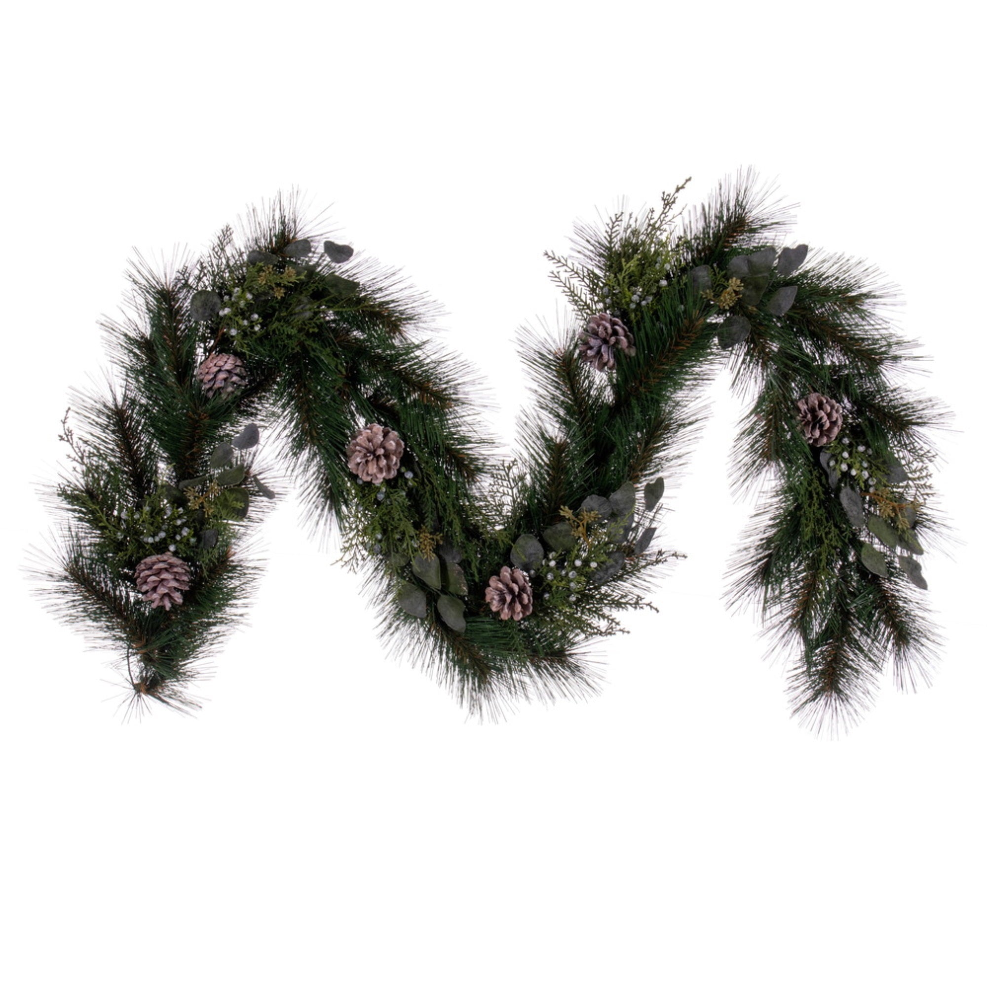 6' Mixed Foliage w/Pinecone Garland