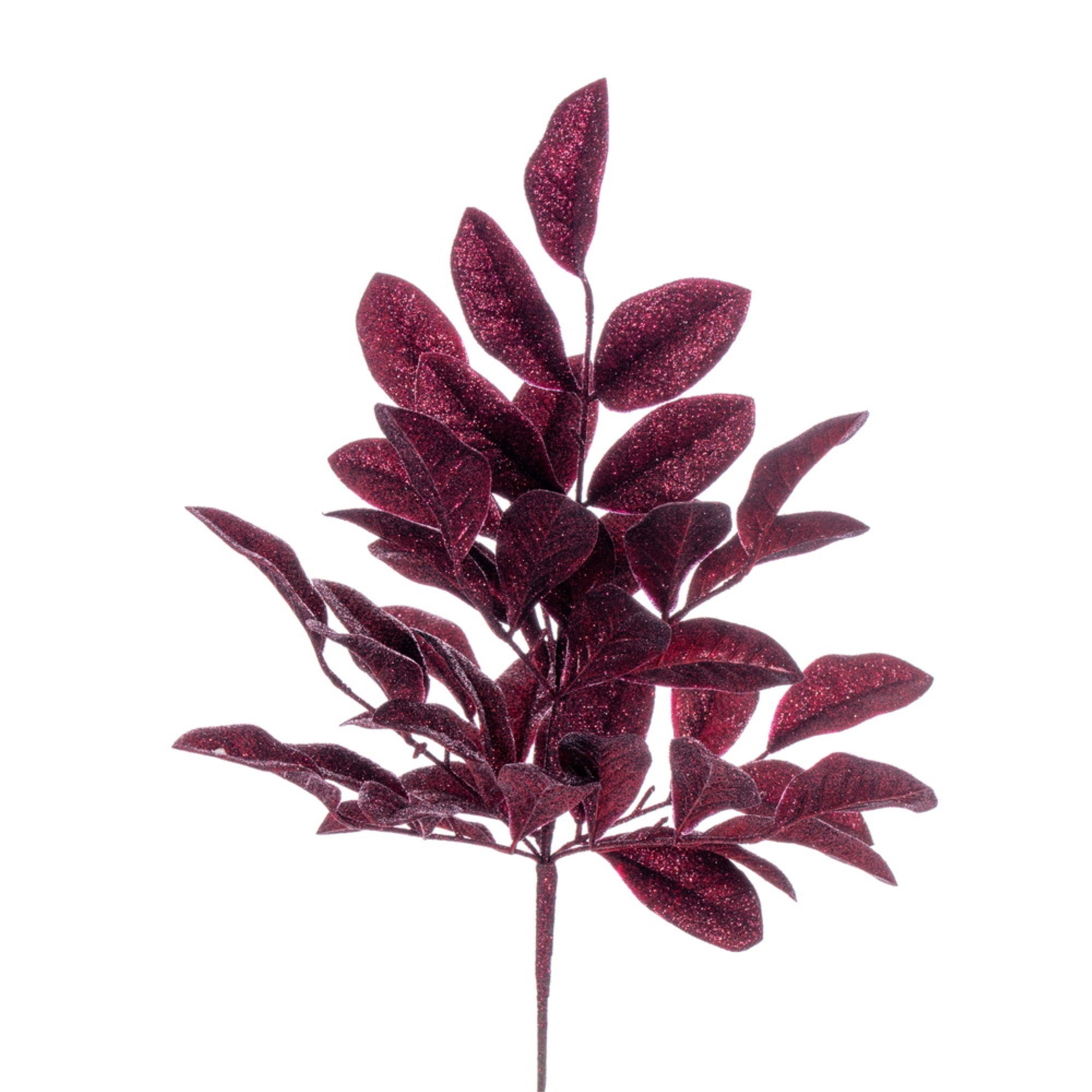 Vickerman 25” Burgundy Artificial Apple Leaf Glitter Bush 2 per bag.