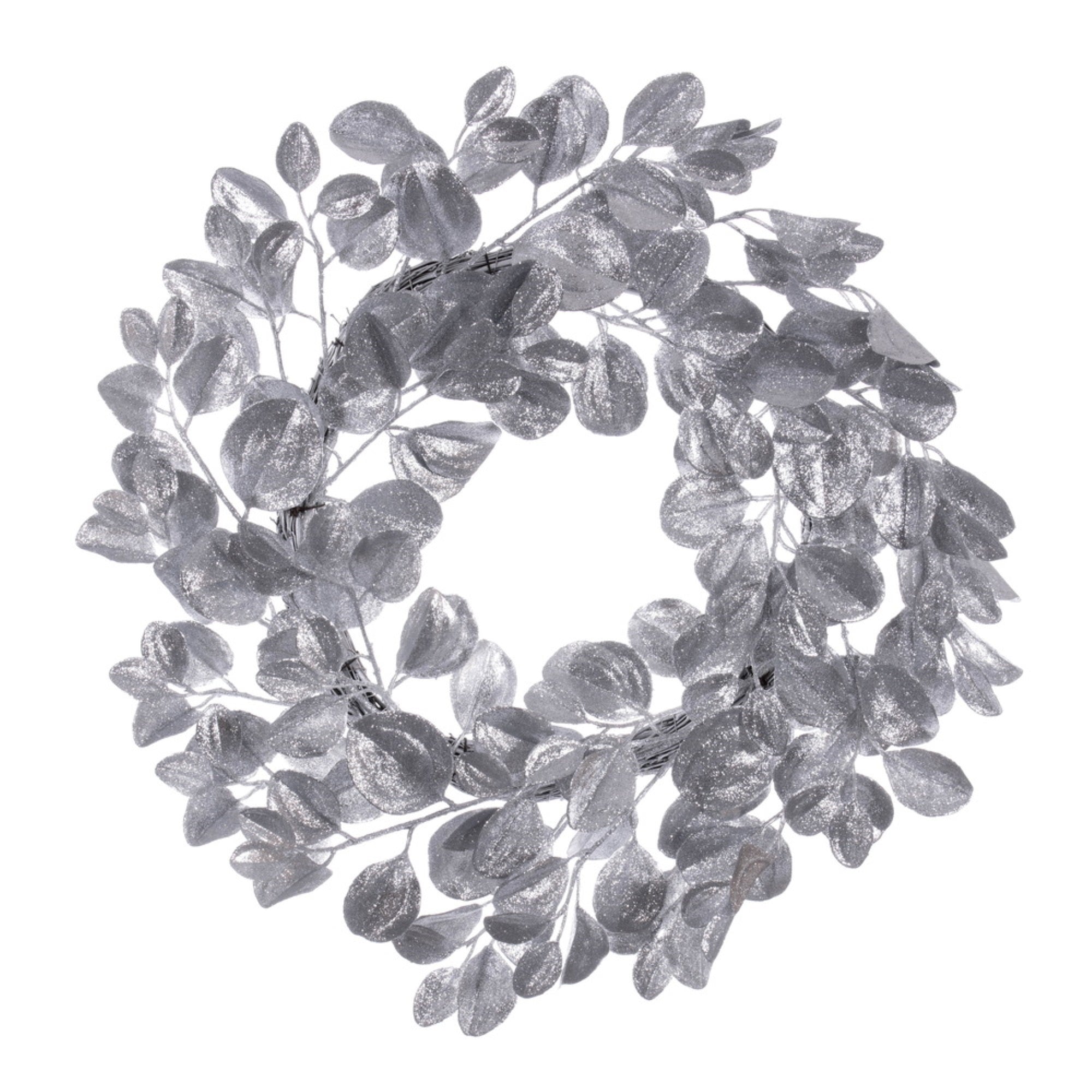 24” Silver Dogwood Glitter Wreath