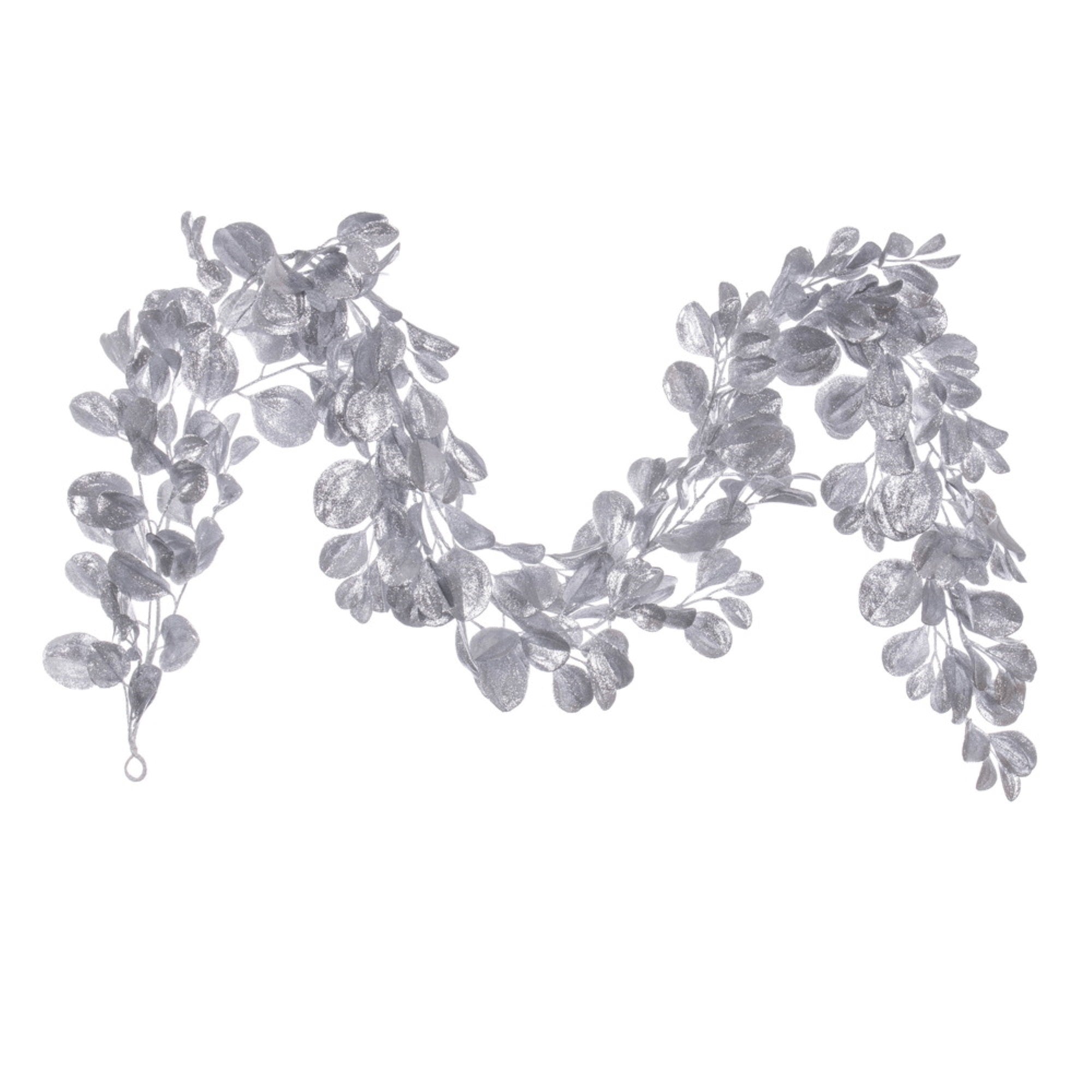 6' Silver Dogwood Glitter Garland