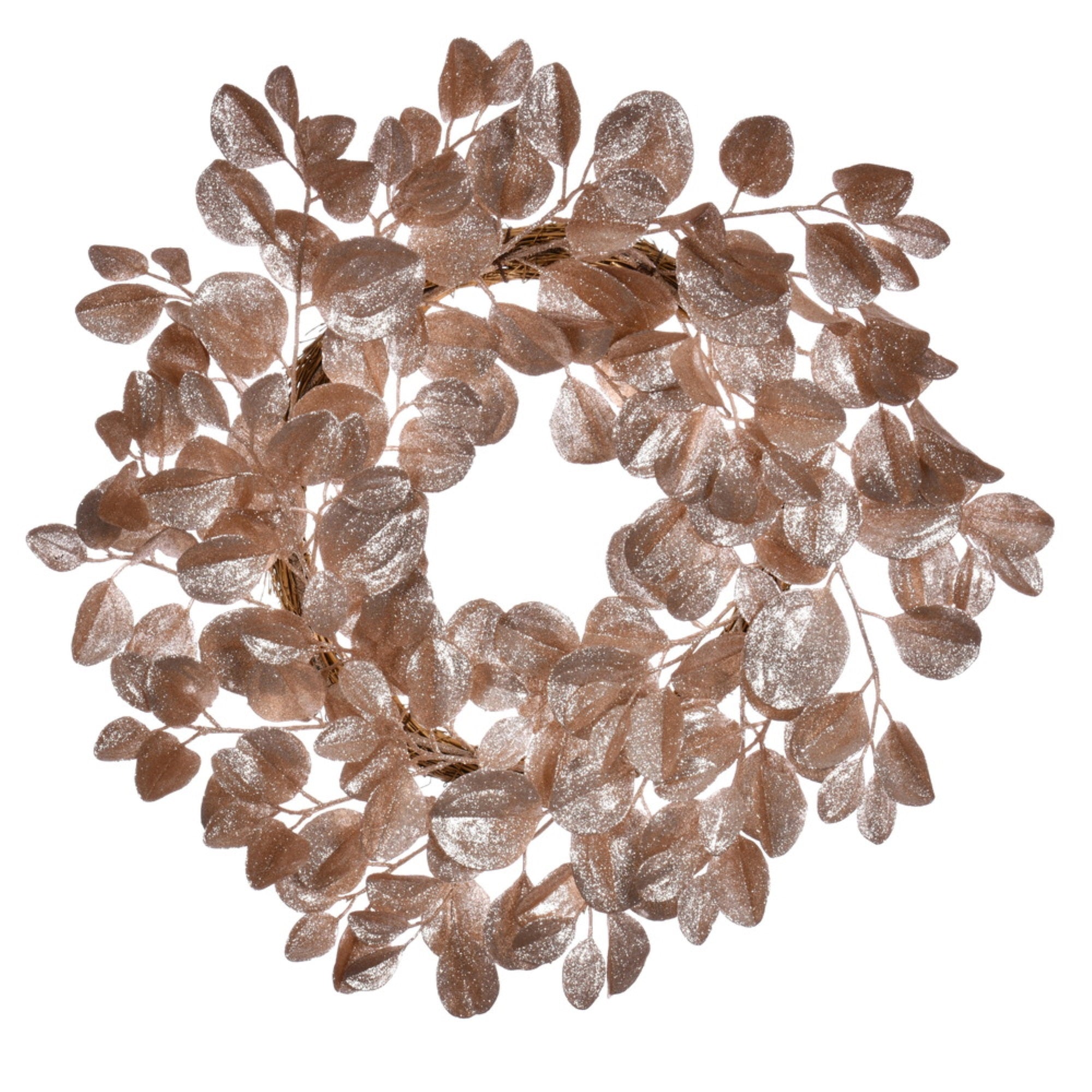 24″ Cafe Latte Dogwood Glitter Wreath