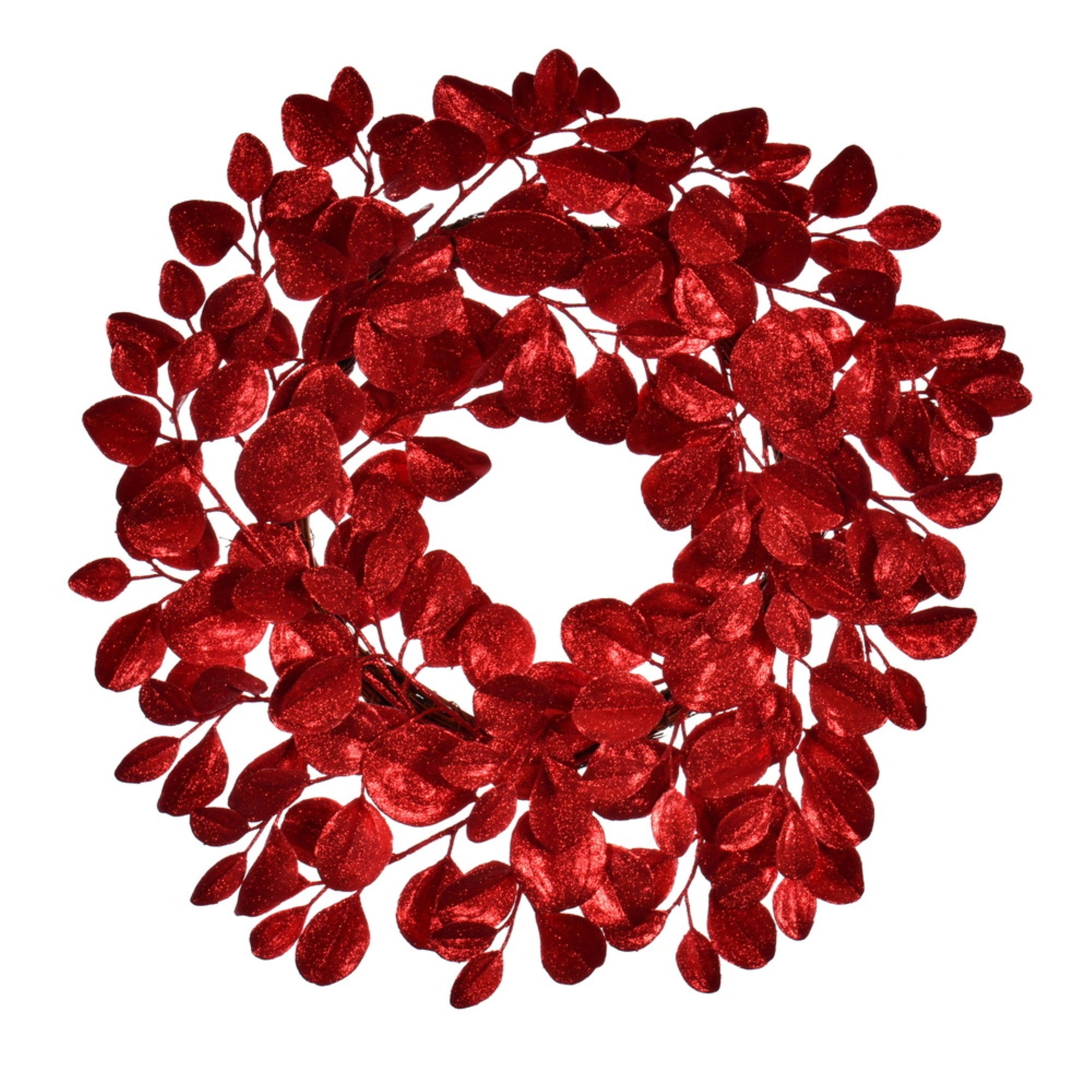 24″ Red Dogwood Glitter Wreath