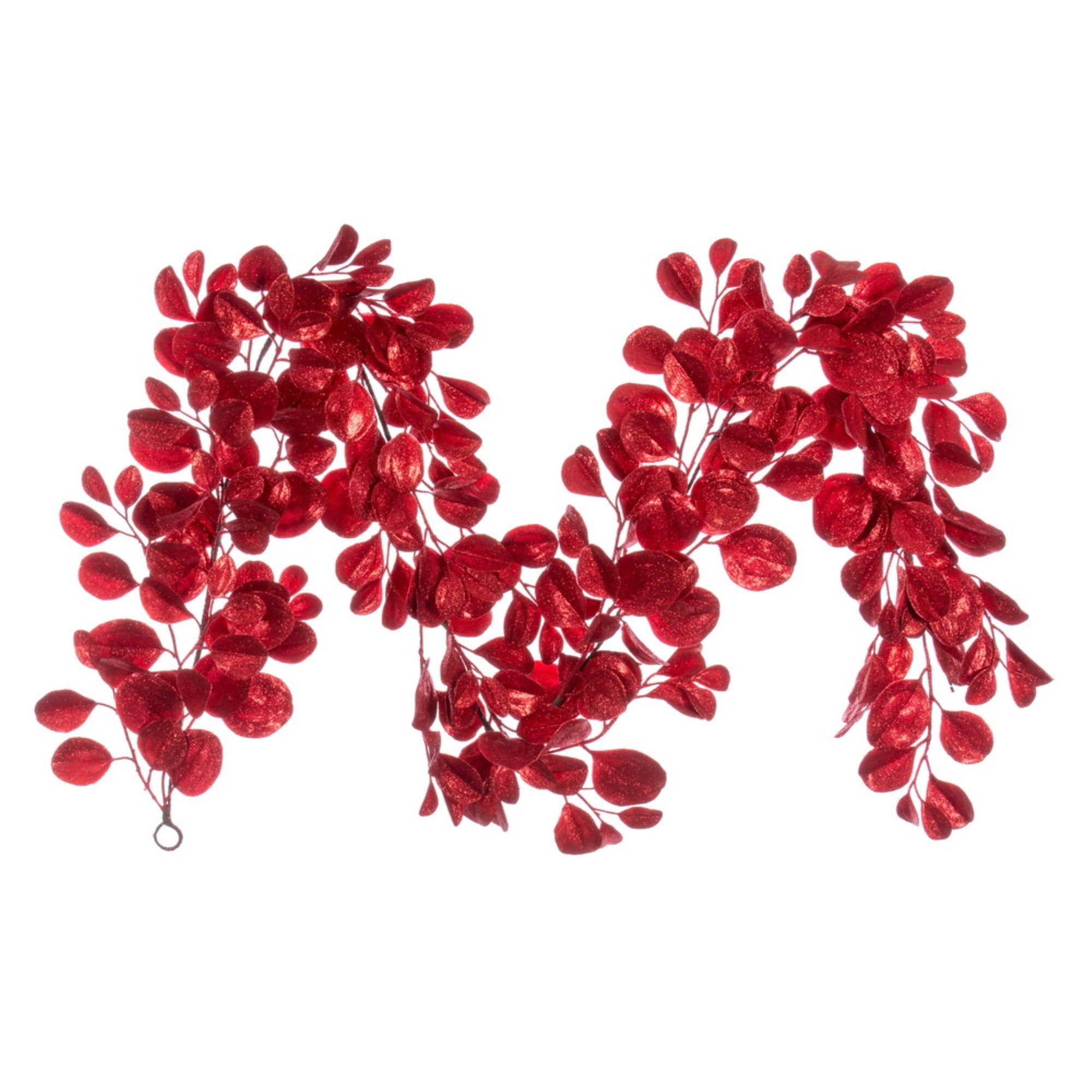 6' Red Dogwood Glitter Garland