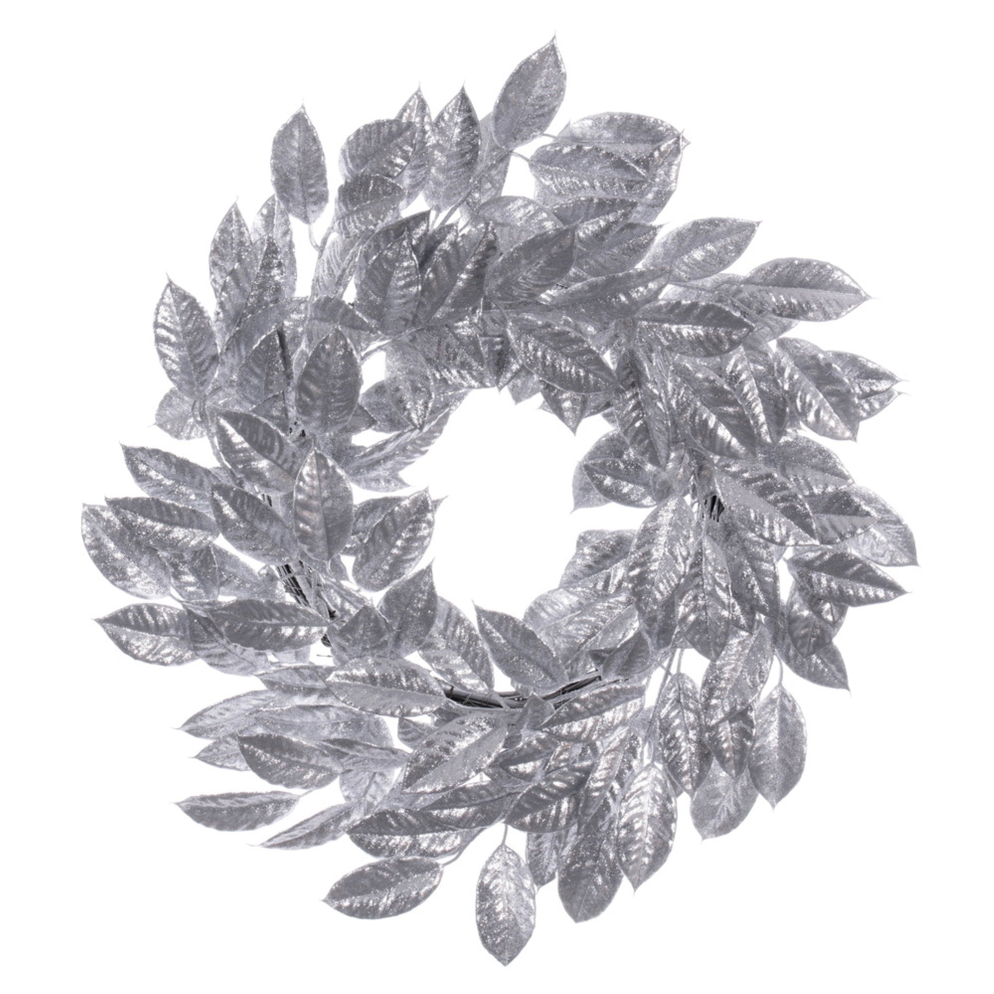 24” Silver Gardenia Glitter Wreath