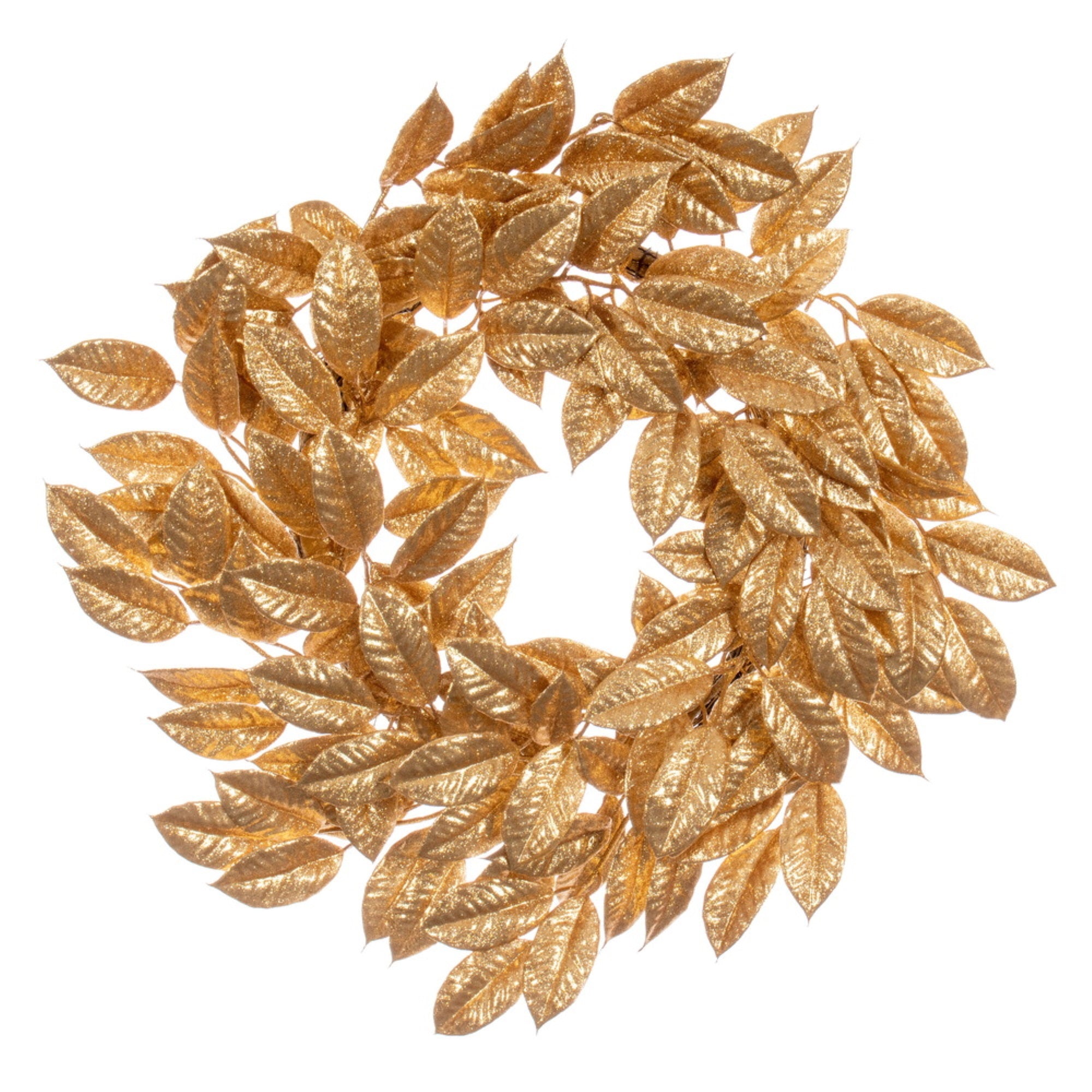 24” Gold Gardenia Glitter Wreath