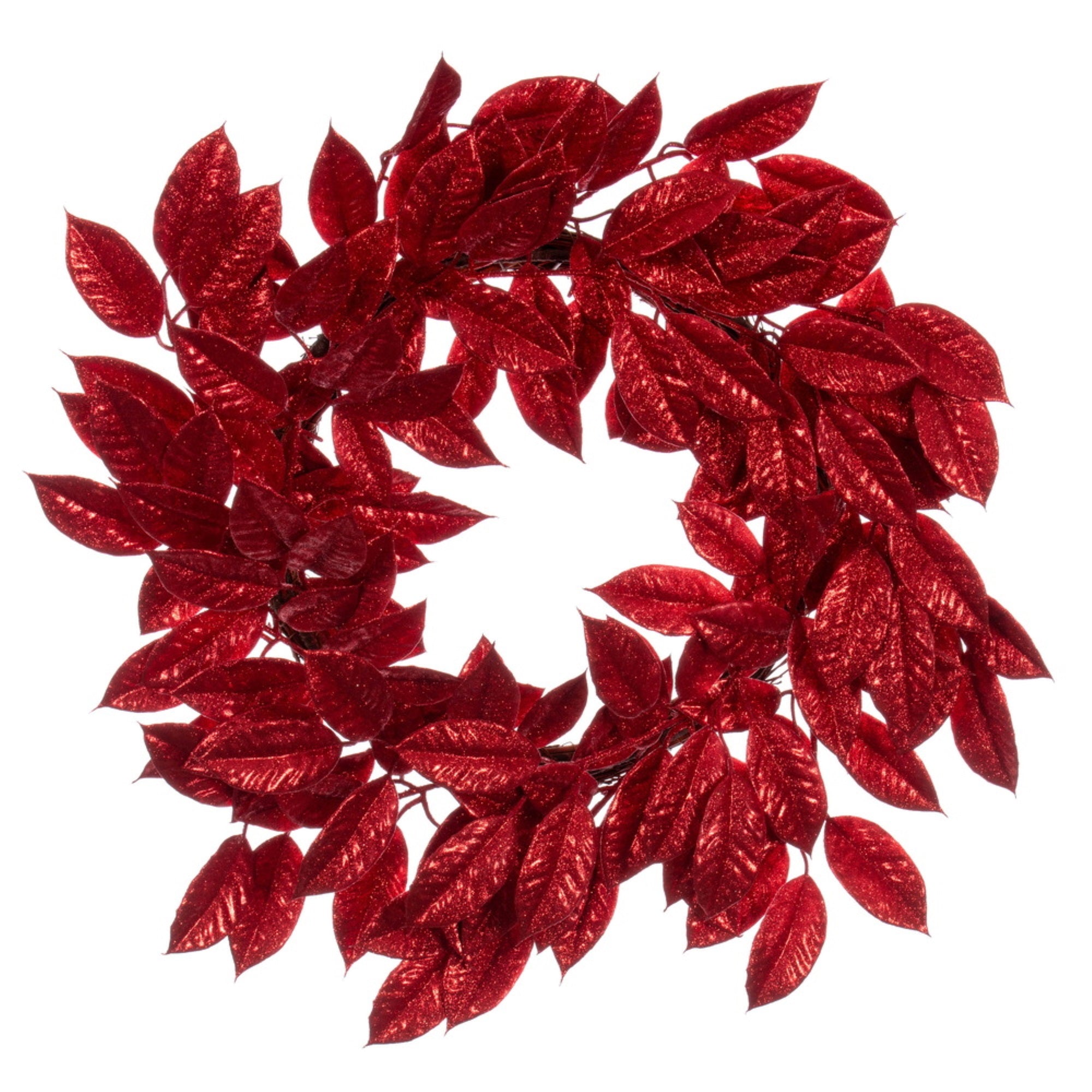 24” Red Gardenia Glitter Wreath