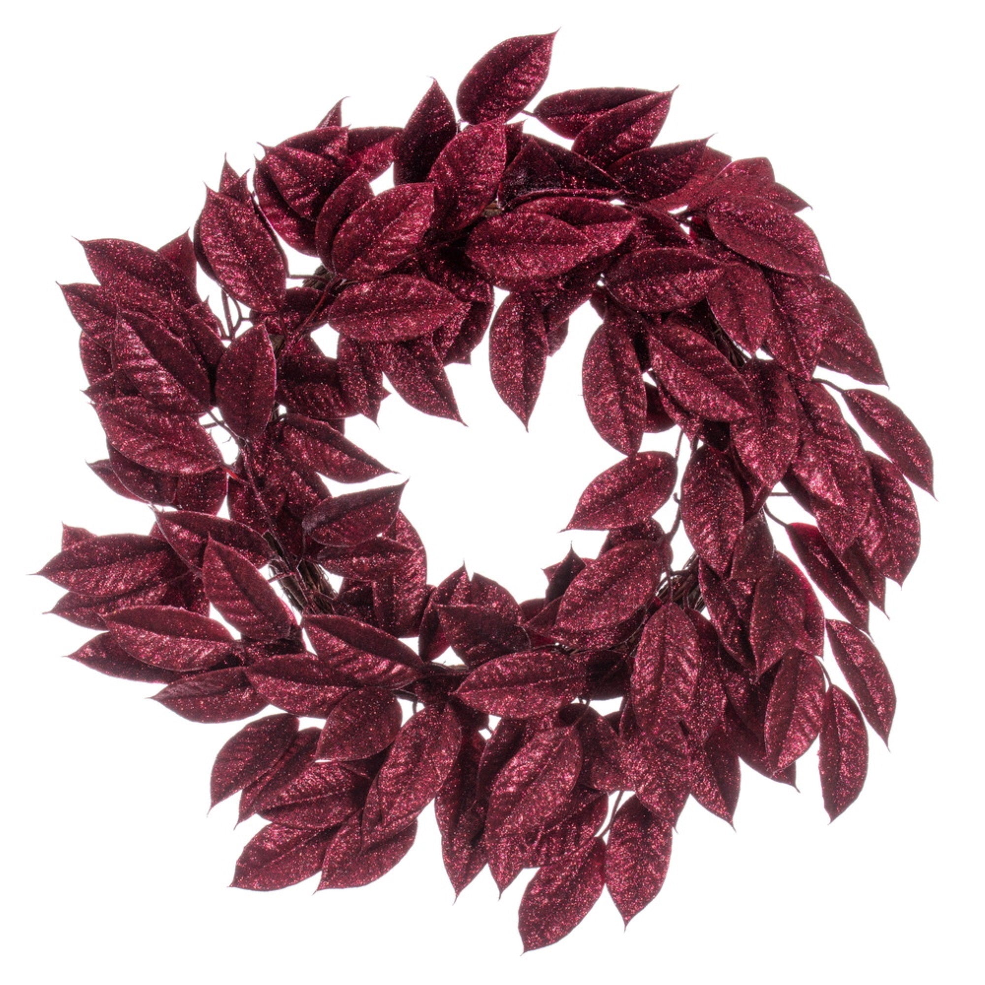 24” Burgundy Gardenia Glitter Wreath