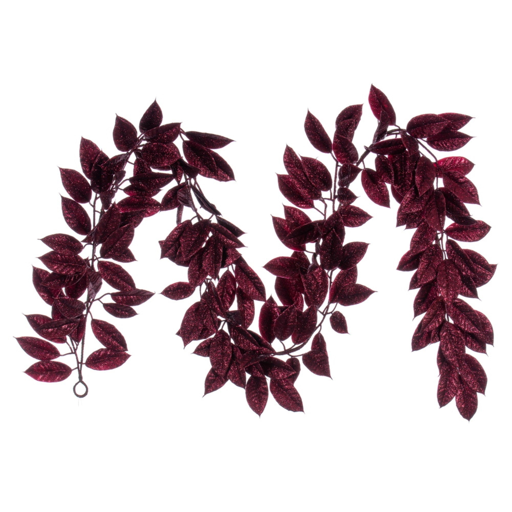 6' Burgundy Gardenia Glitter Garland