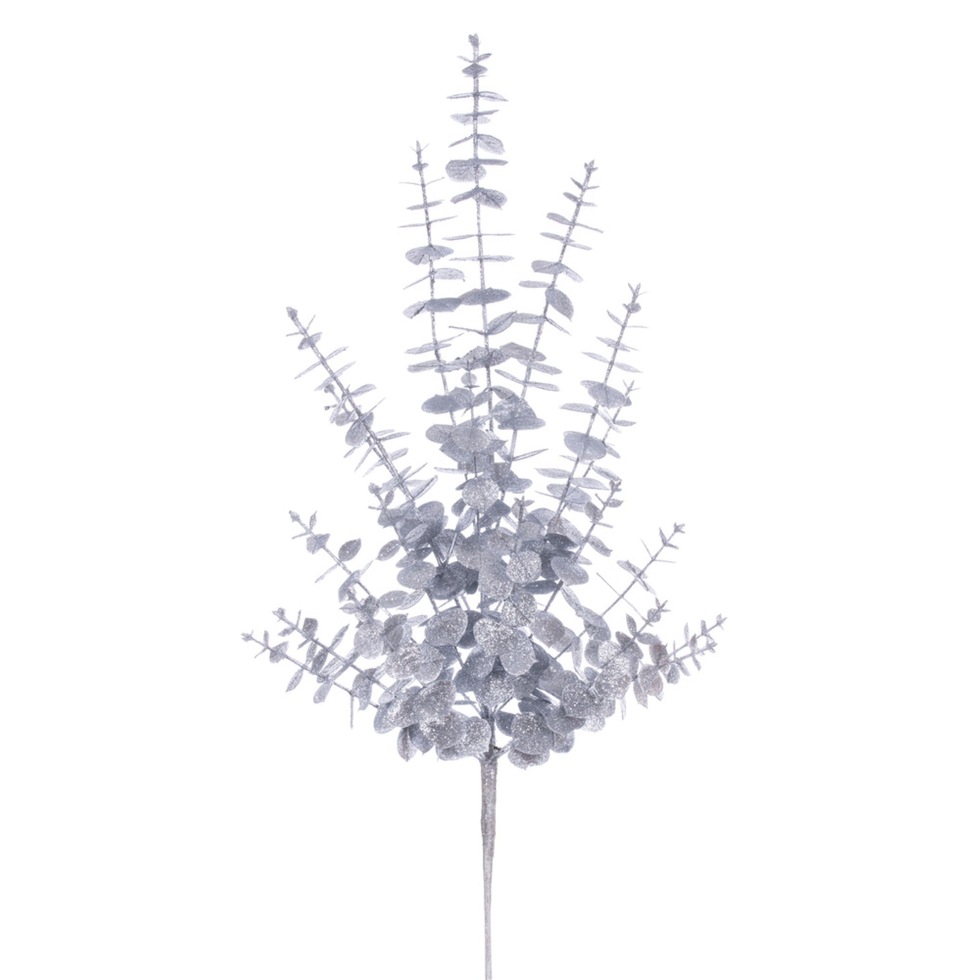 Vickerman 28” Silver Artificial Eucalyptus Glitter Spray 2 per bag.