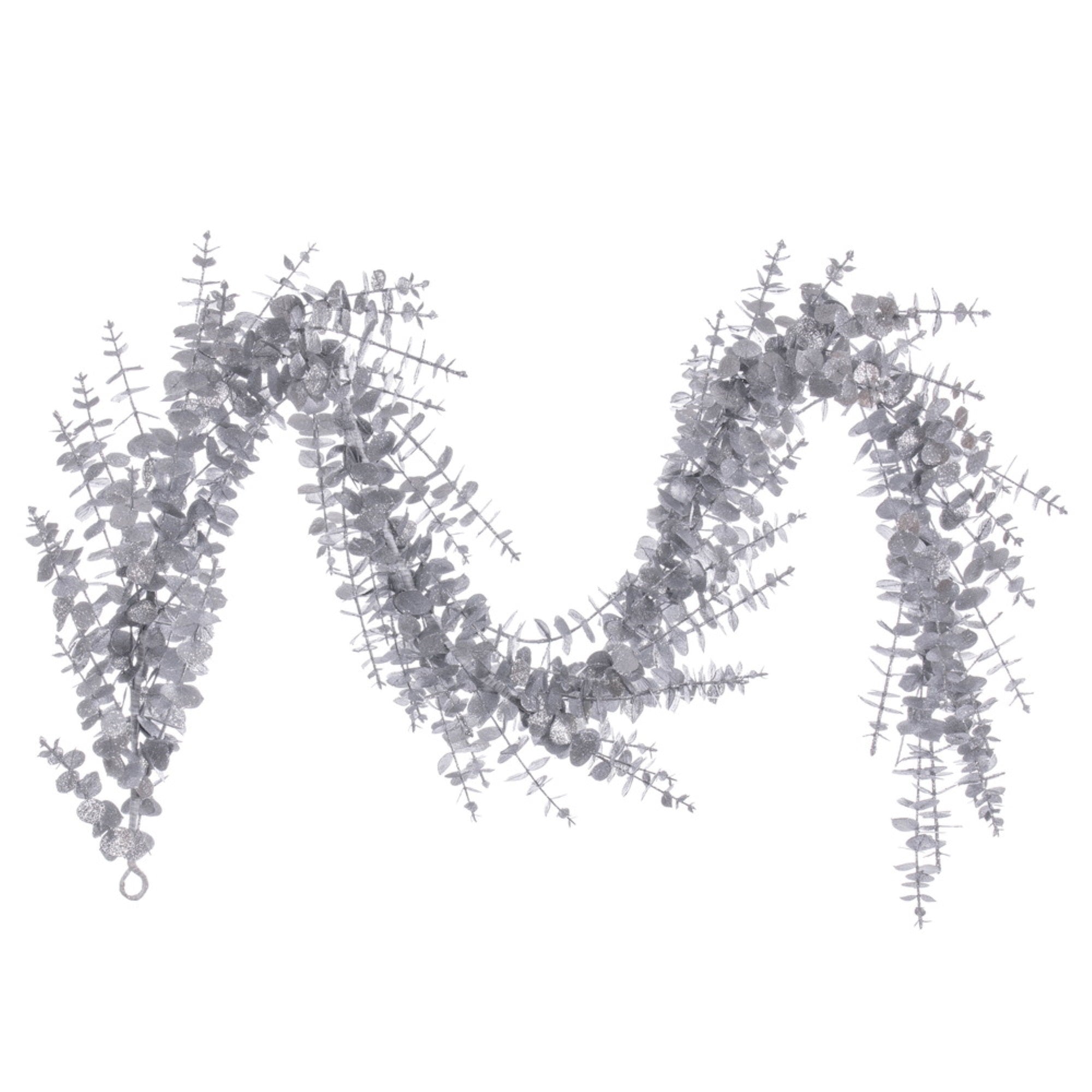 6' Silver Eucalyptus Glitter Garland