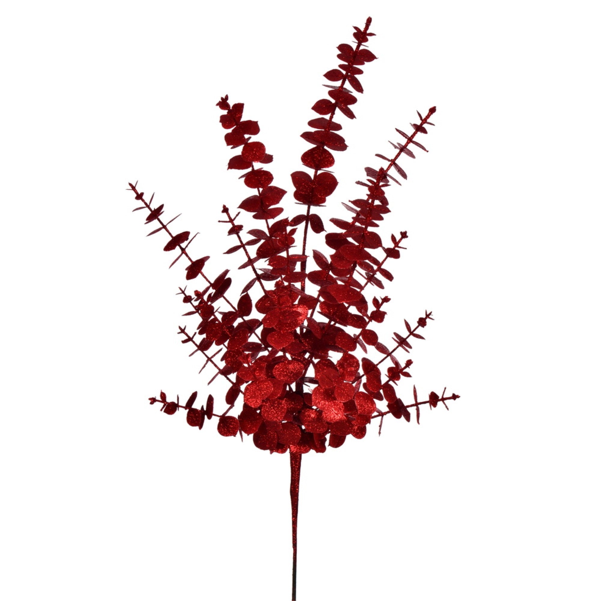 Vickerman 28” Red Artificial Eucalyptus Glitter Spray 2 per bag.