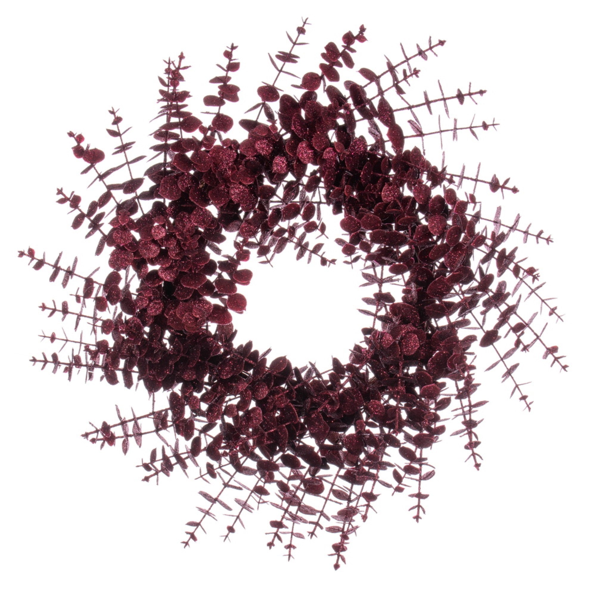 24” Burgundy Eucalyptus Glitter Wreath