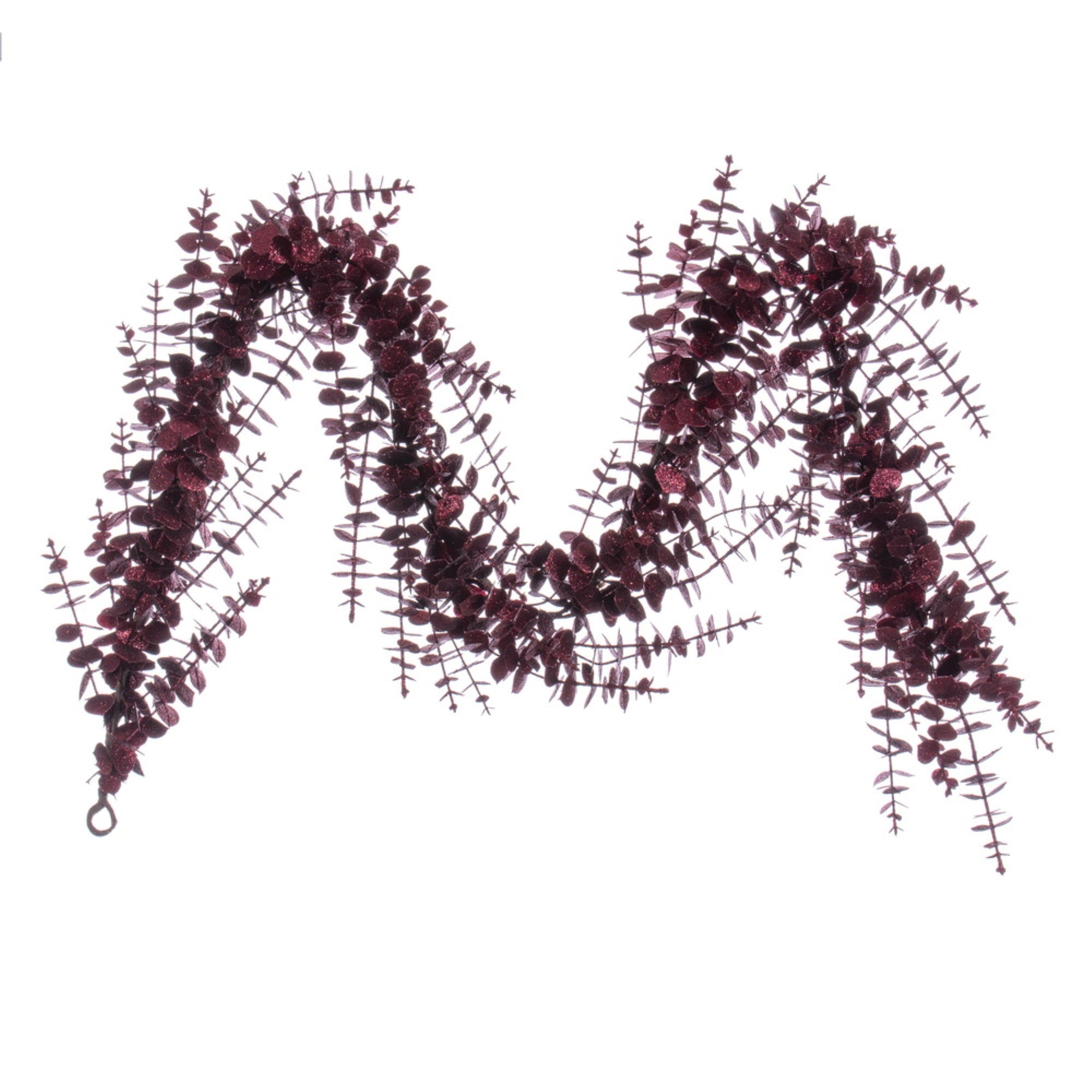 6' Burgundy Eucalyptus Glitter Garland