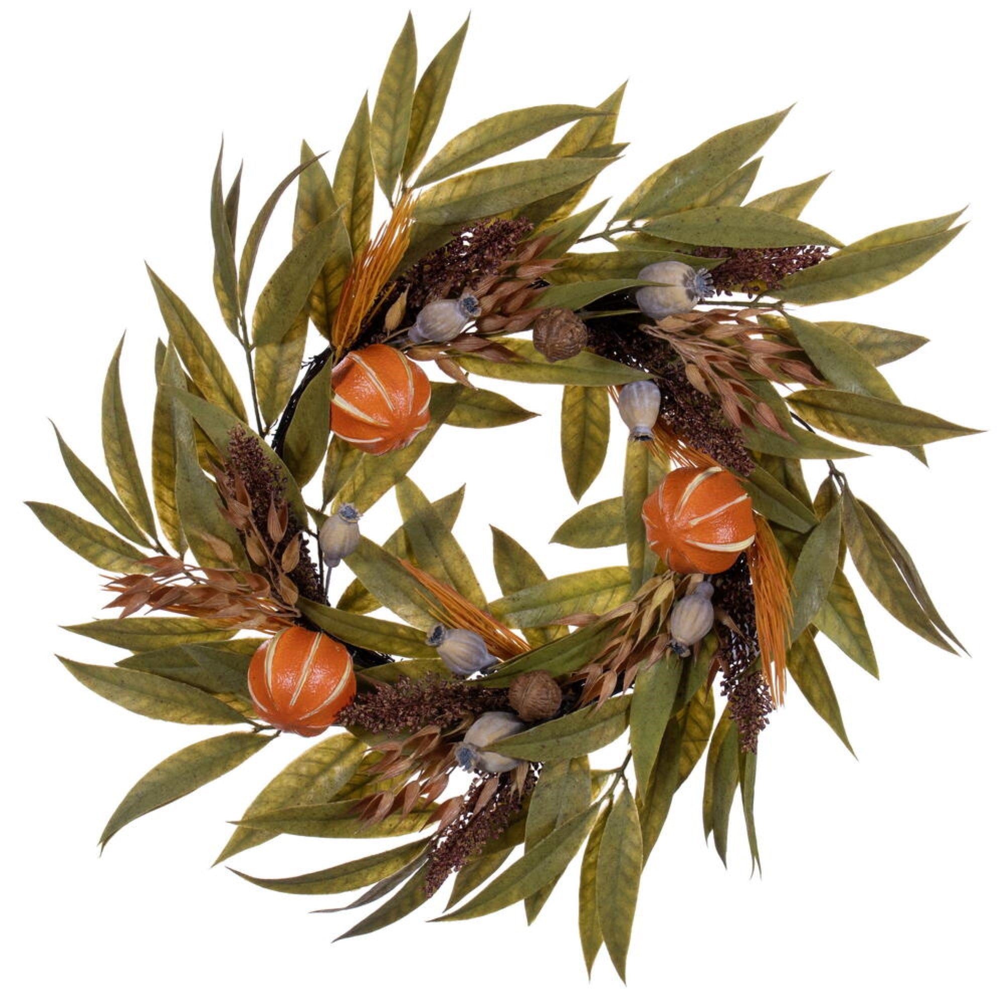 24” Orange/Gourd/Bay Leaf Wreath