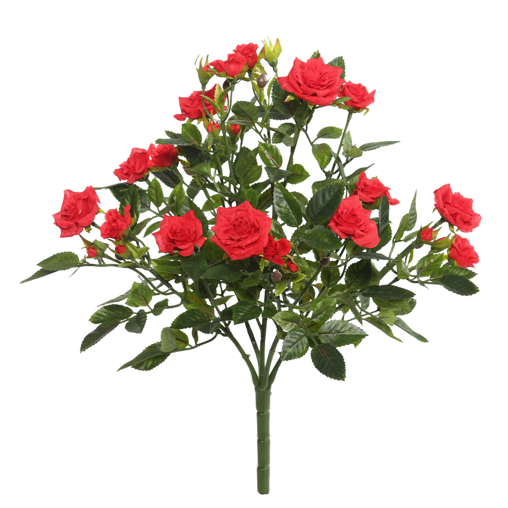 Vickerman 15″ Red Mini Diamond Rose Bush - FL171101