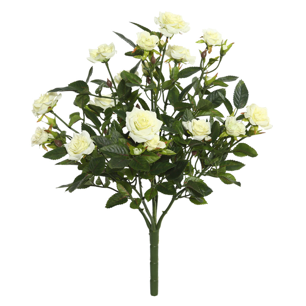 Vickerman 15″ White Mini Diamond Rose Bush - FL171102