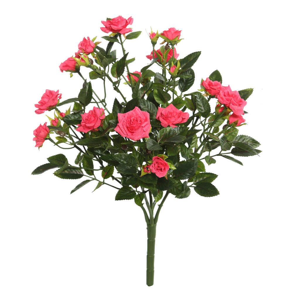 Vickerman 15″ Hot Pink Mini Diamond Rose Bush - FL171103