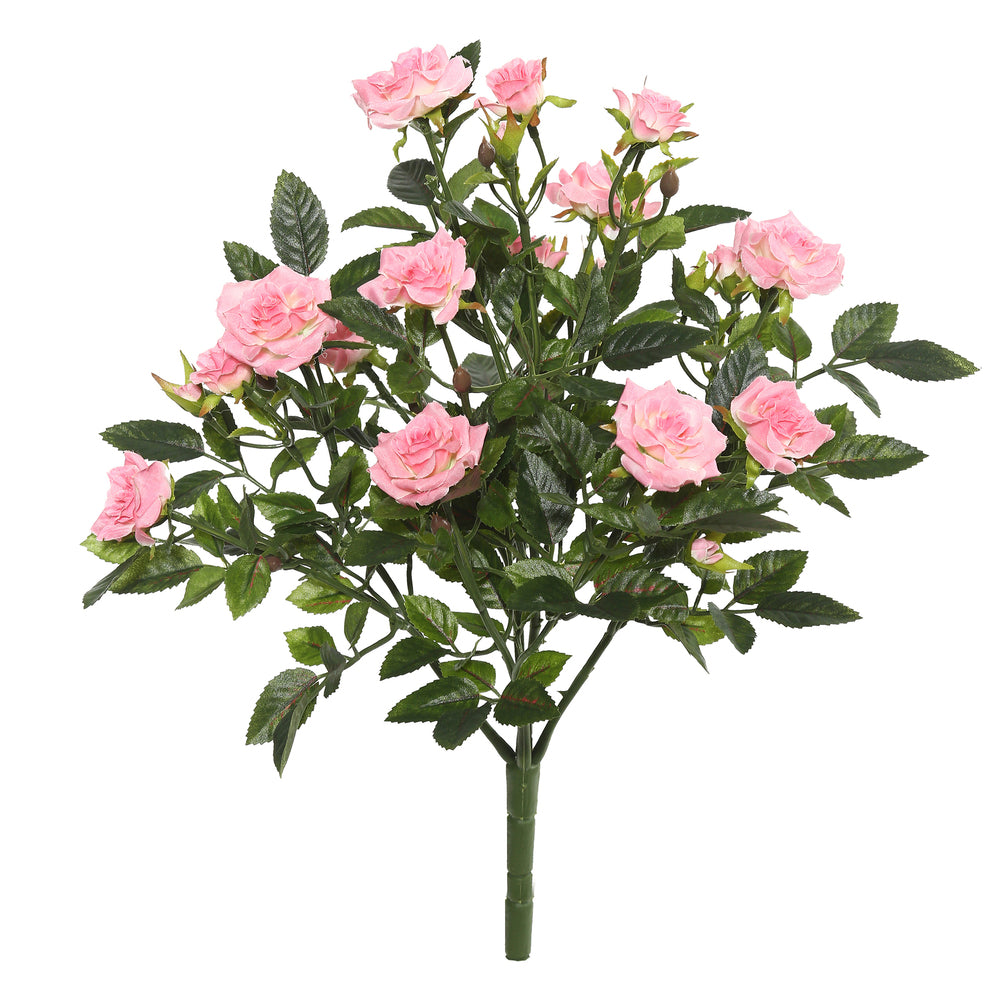 Vickerman 15″ Light Pink Mini Diamond Rose Bush - FL171104
