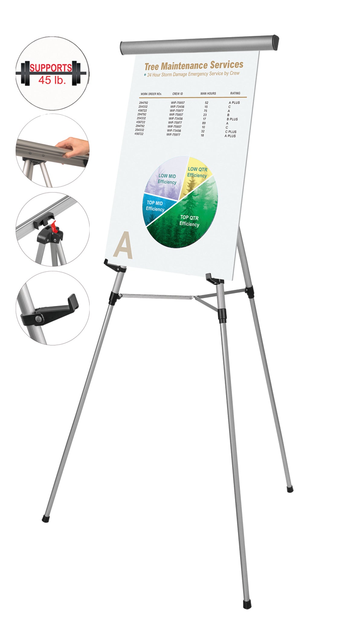 3-Leg Heavy-Duty Telescoping Display Easel, Silver